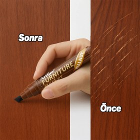 Resim Nzb Mobilya Rötuş Kalemi Ceviz Renk Ahşap Masa Parke Dolap Kalemi Çizik Giderici Çatlak Kapatıcı 