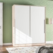 Resim Aeka Kamer Ae-4001 Zambak Sürgü Kapaklı 2 Çekmeceli Gardırop - Beyaz Meşe 