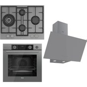 Resim Ferre Steamart&Fryart Serisi XE64CPR - ED078 - D079 Gri Ankastre Set 