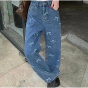 Resim Toum MODESSY Y2k Ribbon Detail Kot Mavi Pantolon 