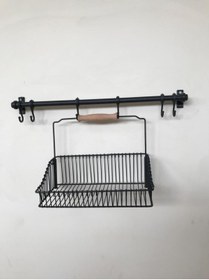 Resim nevhas Ikea Ferforje Metal Mutfak Sepeti 20x30 Cm Askılık Ve 6 Adet Kanca 