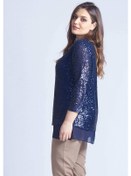 Resim 28034 Payet Büyük Beden Bluz Lacivert 001 