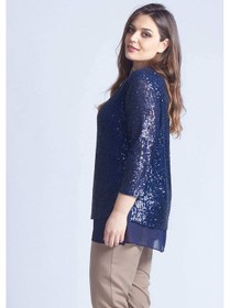 Resim 28034 Payet Büyük Beden Bluz Lacivert 001 