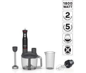 Resim Arzum AR1204 Starchef Pro 1800W 4 Bıçaklı 1.5 L Hazneli 2 Kademeli Multi Blender Seti, Siyah 