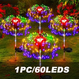 Resim AMill 60-LED Güneş Enerjili Havai Fişek Işıkları - Renkli, Sürekli Açık & Yanıp Sönen, Bahçe, Veranda, Çim Partileri, Düğünler & Noel Dekorasyonu için Mükemmel 