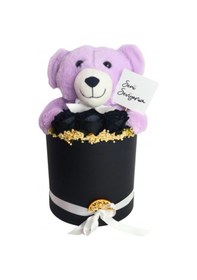 Resim Sevgiliye Sevdiklerinize Özel Kutuda Peluş Ayıcıklı Güller Büyük Boy-468 Mor 