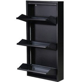 Resim Kaser Siyah Metal Ayakkabılık 3'Lü Siyah 