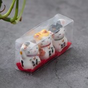 Resim 3 adet Mini Seramik Şanslı Kediler, Japon Maneki-Neko Figürleri, İyi Şans İçin, Elektrik Gerektirmez, Kitaplık, Oturma Odası, Ev, Ofis Dekoru, Yeni Yıl ve Evrensel Tatil Hediyesi İçin 