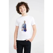 Resim Qivi New Basketbol Sporcu Baskılı Unisex Çocuk Beyaz T-Shirt 