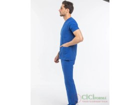 Resim Cici Forma Zarf Yaka Saks Mavi Erkek Takım 