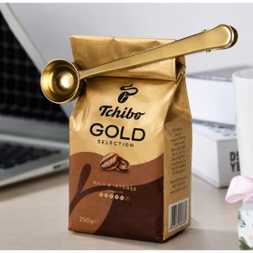 Resim Tchibo Orijinal Klipsli Kahve Ölçü Kaşığı, Paslanmaz Çelik Gold 