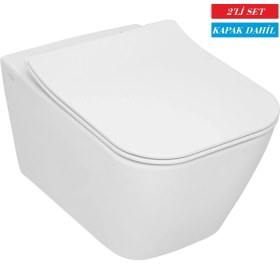 Resim Serel Rita Kanalsız Asma Klozet (RT26) + Zenith Slim Yavaş Kapanan Kapak 2'li Set 