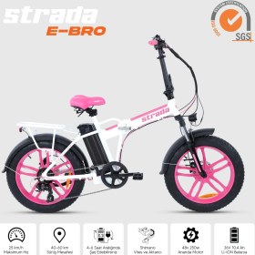 Resim Stradacycles Strada Cycles E-Bro Hidrolik Disk Fat Bike Katlanabilir 20 Jant Elektrikli Bisiklet 