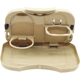 Resim Lemestar Araba Arka Koltuk Çok Amaçlı Katlanabilir Masa: Yemek, İçecek Ve Telefon Tutucu - Bej Renk 