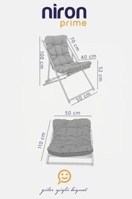 Resim Napper Katlanabilir Mavi Şezlong - Su Geçirmez Kumaş, Metal İskelet, Balkon ve Bahçe Sandalyesi 