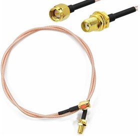Resim RG316 50cm SMA Erkek Dişi Kablo RF Uzatma Kablosu 50 Ohm 0-6Ghz 