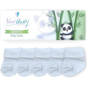 Resim Novibaby 5'li Bambu Yenidoğan Bebek Çorabı I Snow White I 0-6 ay Beyaz 