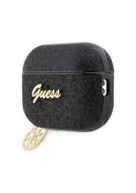 Resim Apple Uyumlu AirPods Pro 2 Kılıf Guess Glitter 4g Charm Exclusive Tasarım Siyah 
