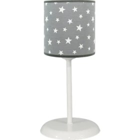 Resim Şenay Aydınlatma Çocuk Odası Masa Lambası Kumaş AbajurGri Yıldız 