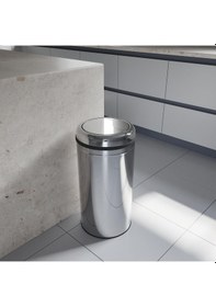 Resim Aqua Bagno Basic Çöp Kovası - Sallanır Kapaklı 45 L, Parlak Krom Paslanmaz Krom 