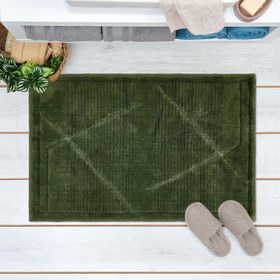 Resim Bluenity Lux Cotton NKYS 2'li Banyo Paspası - Haki - 50x80 cm +40x50 cm 