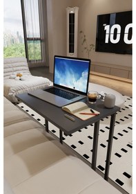 Resim Trend Metal Ayaklı Laptop Sehpası Kahvaltı Masası Çalışma Sehpası Çok Amaçlı Yan Masa Antrasit 