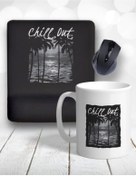 Resim Atölye Çizgi Chill Out Deniz Palmiye Bilek Destekli Mouse Pad ve Kupa Bardak 