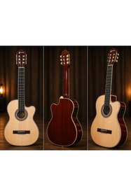Resim valares QCG2303N Profesyonel Seri Elektro Klasik Gitar 39” 4 Bant Ekolayzır Gül Ağacı Klavye Full Paket 