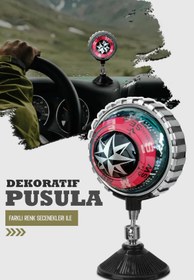 Resim OTO SÜSLEN İSTANBUL Araç İçi Pusula Cama Vantuzlu Aksesuar Pusula Kırmızı ışıklı 