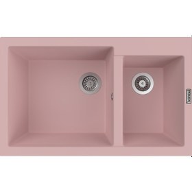 Resim Polex Cristalüx Granit Evye P-1.75 Pembe 1.5 Gözlü Tezgah Altı Ve Tezgah Üstü Mutfak Evyesi 81x50.5 CM 
