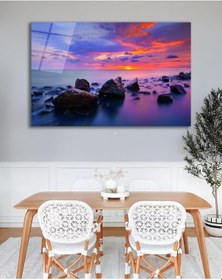 Resim Gün Batımı Deniz Cam Tablo, Ev Ofis Salon Hediyelik Duvar Dekoru 