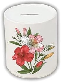 Resim Çiçek Baskılı Hediyelik Ürünler Seramik Kumbara - Para Biriktirme Kumbarası 