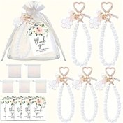Resim 3/15/30 adet/Set, Çiçek Desenli Alaşım İnci Anahtarlık Seti, Çift Çiçek Anahtarlık Kolye, İnci Kolye, Organza Çanta ile Teşekkür Kartı, Düğün Hediye Seti, Damatlar ve Gündemler Hediyesi, Düğün Partisi Hediyesi için Uygun, Düğün Partisi Malzemeleri, Anahtar Kolye, Parti Anahtarlık Hediye Çantası, Cadılar Bayramı, Noel 