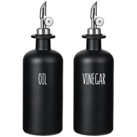 Resim MİEN 2 'li Siyah Cam Yağdanlık 500 ml - Yağdanlık -Sızdırmaz- Yağlık -Sosluk 