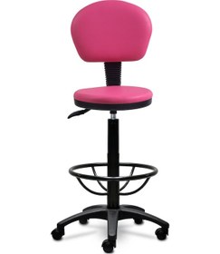 Resim Ofiscombin Ofis Büro Döner Tekerlekli Amortisörlü Arkalıklı Sırtlı Yüksek Bar Taburesi Pembe Deri 00047499504 