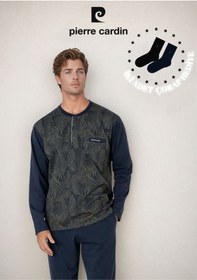 Resim Pierre Cardin Erkek %100 Pamuk Jakarlı Uzun Kol Pijama Takımı Ol.pc.6111.001-haki-m Çok Renkli 