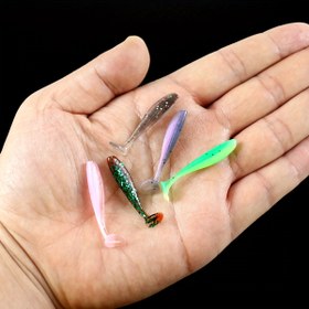 Resim 50 Adet/paket Mini Yumuşak Balık Yemleri, T-kuyruk Solucan Yemi, Bass Pike Için Yapay Yem, Balıkçılık Aksesuarları 