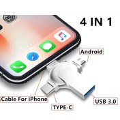 Resim USB Bellek Flash Bellek 256GB 128GB Otg Dört Bağlantı Noktası: iPhone uyumlu Lightning Tip C Micro USB 