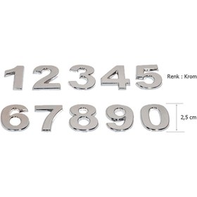 Resim EYM Yapışkanlı Rakam 2,5 Cm Krom Renk ( 1 Adet Rakam Fiyatıdır Set Değildir ) Posta Kutuları Için 