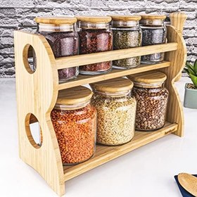 Resim Bambum Bench Standlı 8 Parça Cam Baharat Takımı 