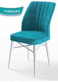 Resim Canisa Concept Flex Serisi, Üst Kalite Mutfak Sandalyesi, Gürgen Beyaz Ahşap Ayak, Turkuaz Sandalye Sandalye Turkuaz Ayaklar Beyaz 