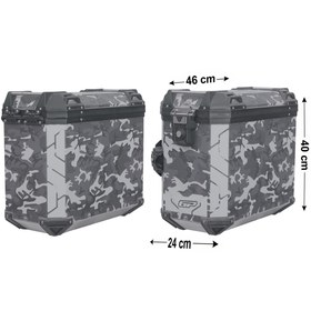 Resim GP KOMPOZİT DSN01 Universal 40 lt x 2 Desenli Alüminyum Motosiklet Yan Çanta Seti 