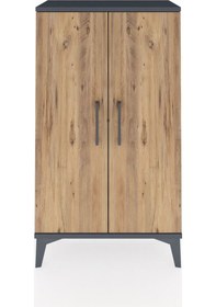 Resim Arges Komodin 2 Kapaklı 60x30x106 Antrasit-çam Antrasit 