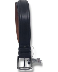 Resim Zerhan 2555 Erkek Siyah Hakiki Deri Kumaş Kemeri 3,5 Cm Siyah 