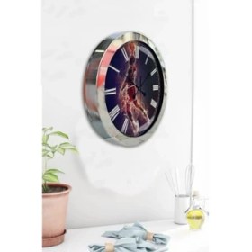 Resim Bahat Krom Çerçeveli Salon Ofis Duvar Saati 36 cm 
