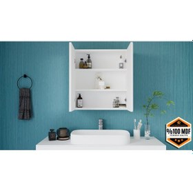 Resim Lale 2 Kapaklı Aynalı Banyo Dolabı Mdf Beyaz 