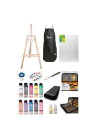 Resim Artdeco 140 Ml Akrilik Boya Gold Taklon 10 Lu Çantalı Fırça Profesyonel Şövale Seti 