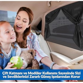 Resim Glanz 2 Adet Araç Yan Cam Perdesi Mıknatıslı Oto Güneşlik Araba Anne Bebek Emzirme Perdesi 