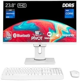 Resim TURBOX TAx1677 i5 12400 16GB DDR5 1TB NVMe 23.8 inç FHD Pivot WiFi BT Webcam Win11 Uyumlu AIO PC 