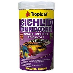 Resim Tropical Cichlid Omnivore Pellet Karışık Beslenen Cichlid Balıkları için Pellet Balık Yemi Small 1000 Ml 360 Gr 